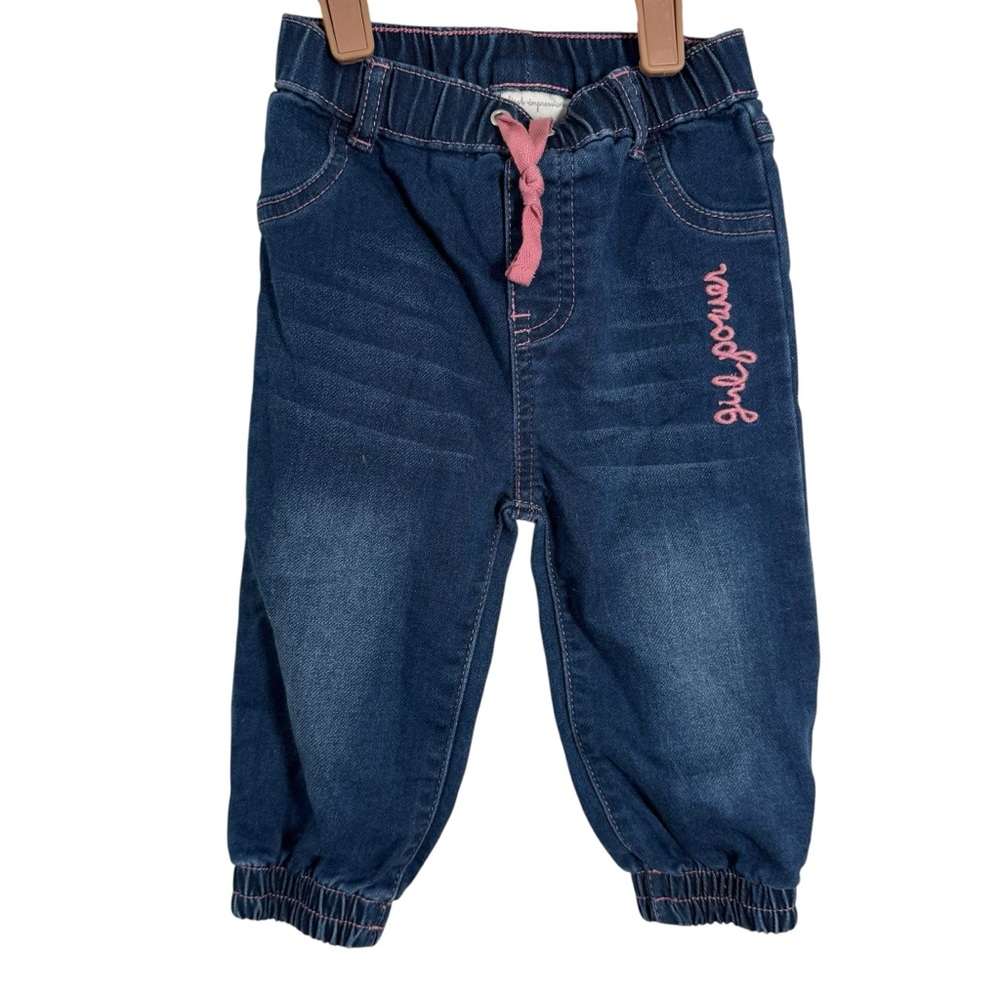 First Impressions Blue and Pink Denim Jogger Jeans SZ 12 months
